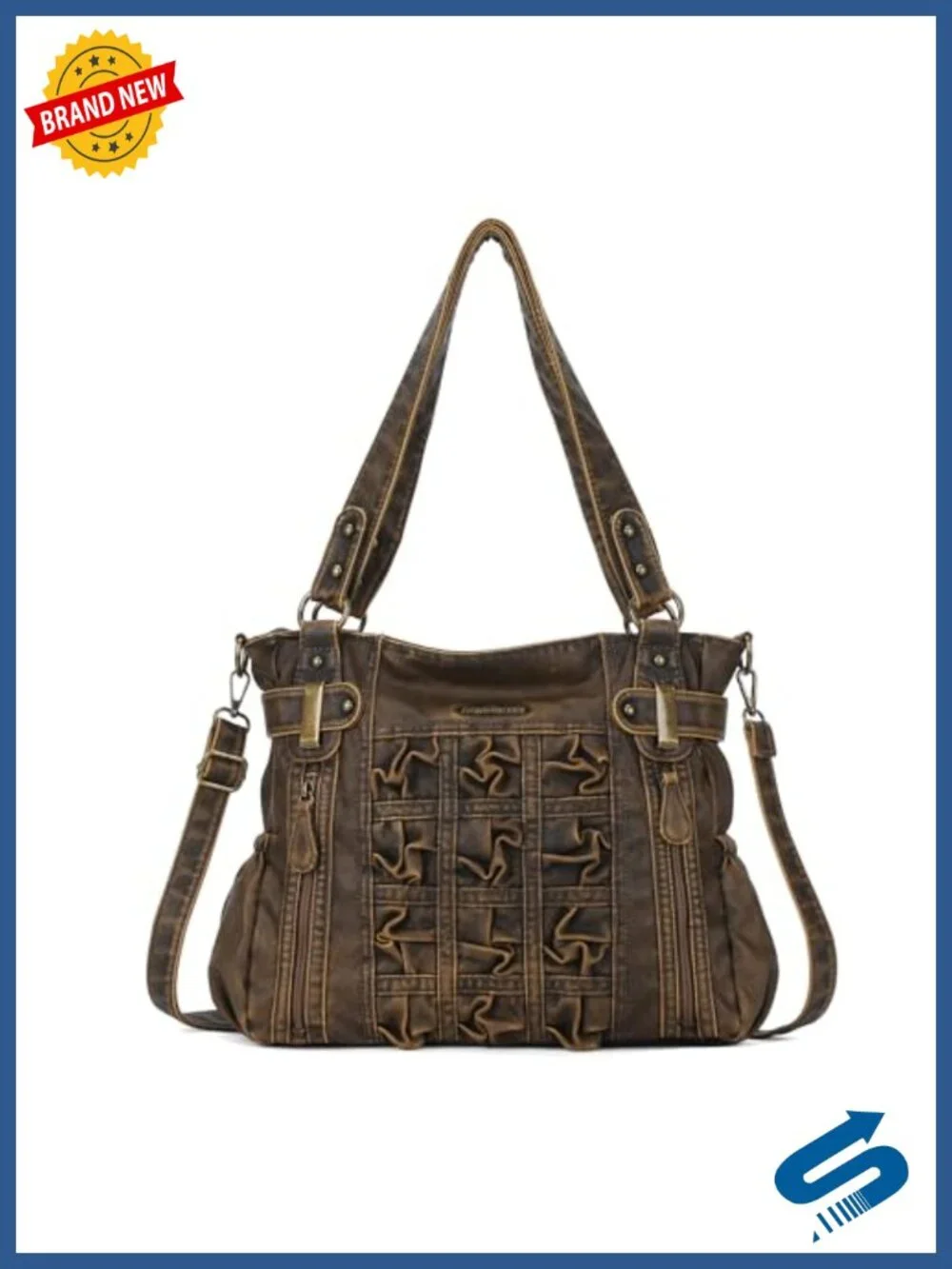Women's PU Leather Hobo Shoulder Bag Large Capacity Purse